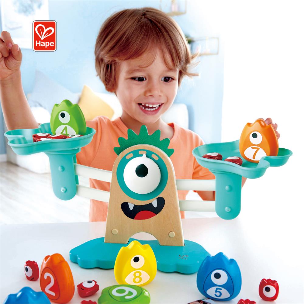 Skala Matematika Hape Monster | 22-Piece Kayu Menghitung, Menyeimbangkan, Mengukur Berat Mainan Playset untuk anak-anak prasekolah