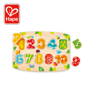 Puzzle PEG Number HAPE | Mainan puzzle jigsaw kayu edukasi untuk balita, 10-piece