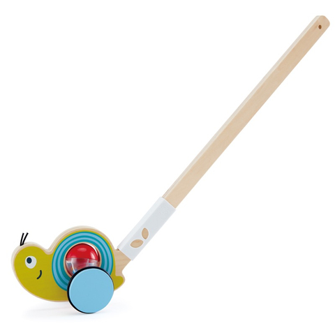 HAPE SNAIL PUSH PAL | Dorong kayu di sepanjang bola rattle, baby walker push mainan untuk anak-anak 12 bulan ke atas