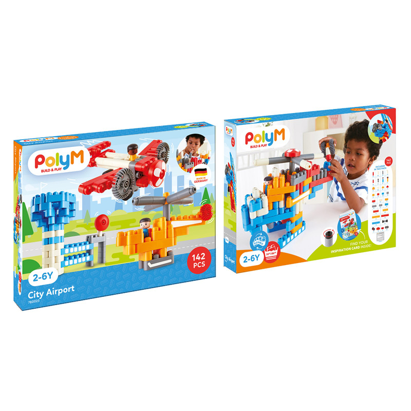 Bandara Hape PolyM City | 142 Piece Building Brick Airport Toy Set dengan Figurines & Accessories