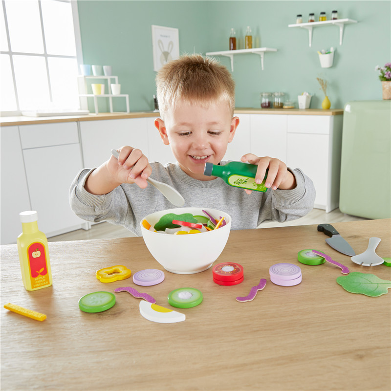 Playset Salad HaPe Sehat | 39-Piece Play Salad Set dengan Peralatan dan Bahan untuk Playend Play | 3+ tahun