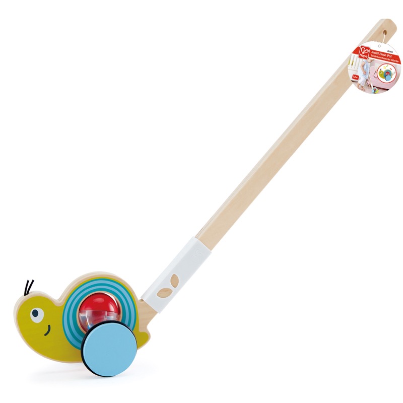 HAPE SNAIL PUSH PAL | Dorong kayu di sepanjang bola rattle, baby walker push mainan untuk anak-anak 12 bulan ke atas