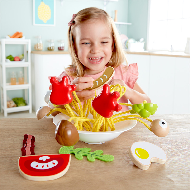 Hape konyol spaghetti | 13 piece kayu spaghetti gelisah mainan, warna-warni berpura-pura bermain untuk anak-anak 3 tahun ke atas