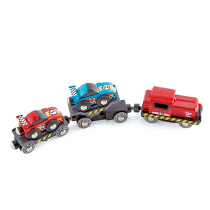 Hape Race Car Transporter | Set Transportasi Kereta Mainan Kayu Enam Bagian untuk Anak-anak