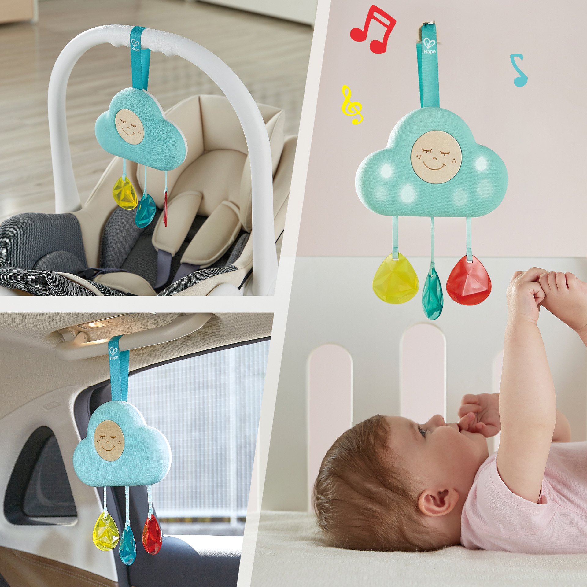 Hape Musical Cloud Light | Baby's Crib Mobile dengan Musik, Lampu & Sensor