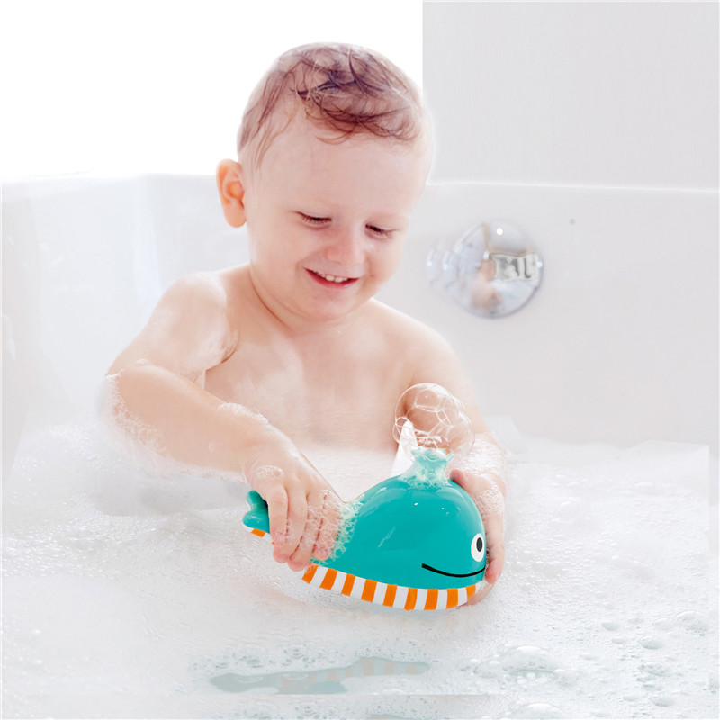 Hape Bubble Blowing Whale | Mainan bayi menyemprotkan untuk bermain waktu mandi, biru