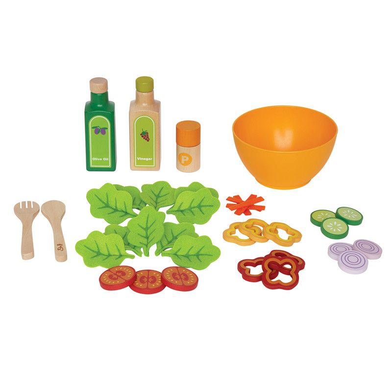 Hape Garden Salad Dapur Playset | Penghargaan Kayu Berpura-pura Bermain Makanan Set untuk Anak-anak, Bahan Salad dan Aksesori untuk Kebiasaan Makan Sehat