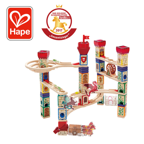Pencarian abad pertengahan HAPE | 185 Piece Quadrilla Marmer Run Kayu Track Play Set