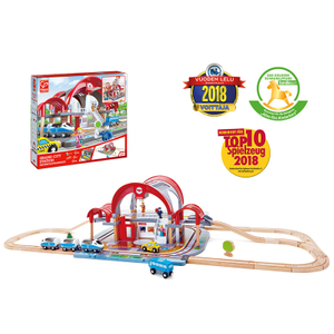 Stasiun Hape Grand City | Kayu Pretend Play Railway Set dengan Proyektor dan Perekam | Untuk anak-anak