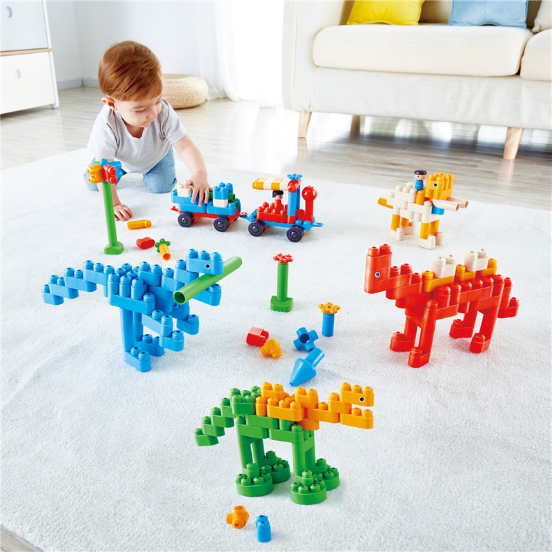 Kit Surga Dinosaurus Hape PolyM | 200 Piece Building Brick Animal Toy Set dengan Figurines & Accessories