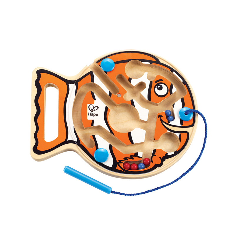 Teka-teki Labirin Go-Fish-Go oleh Hape | Kualitas tinggi Manik Kayu Magnetik Bahagia Ikan Badut Pendidikan Perjalanan Mainan Game untuk Balita Dan Anak-anak, Oranye Dan Putih