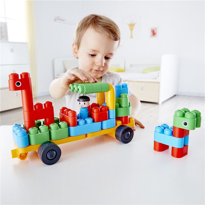 Mobil Penjaga Kebun Binatang Hape PolyM | 40 Piece Building Brick Animal Vehicle Toy Set dengan Figurines & Accessories
