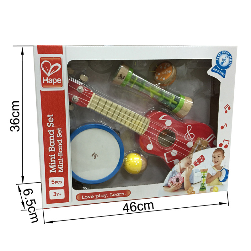 Set Instrumen Mini Band Hape |Set Musik Instrumen Kayu Lima Potong Untuk Anak-Anak
