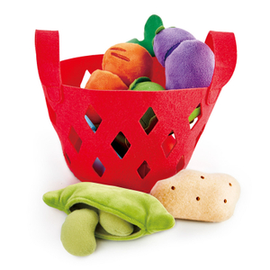 Keranjang Sayuran Balita HAPE | Keranjang Belanja Sayuran Lembut, Toy Grocery Food Playset Termasuk Kubis, Pod Bean, Wortel, dan banyak lagi