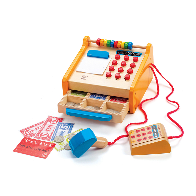 Daftar Checkout HAPE | Kayu Kayu 37 Potong Pretend Play Kasir Set | Dengan fungsi kalkulator