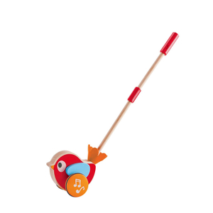 HAPE Lilly Musical Push Seiring | Push Kayu Sepanjang Bayi Berjalan Burung, Mainan Anak-anak Playful dengan Tongkat Dilepas