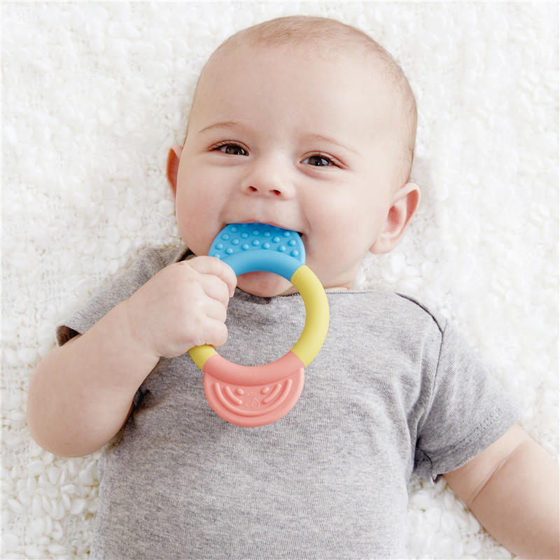 Cincin hape teether | Mainan tumbuh gigi multi-tekstur untuk bayi, berwarna lembut